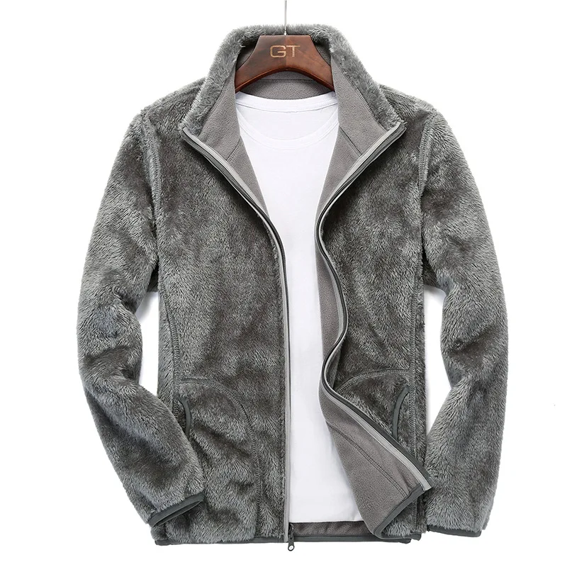 Мужская и женская двухсторонняя флисовая куртка теплая Толстая для улицы