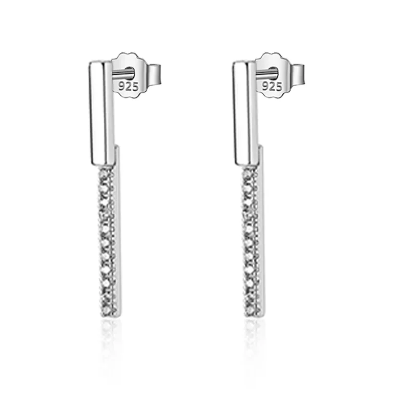 Silver Trusta, настоящее 925 пробы, серебро, сладкая Ослепительная палочка, 2,2 см, CZ, серьги-гвоздики для женщин, девочек, детей, леди, свадебный подарок, DS2195 - Окраска металла: Silver