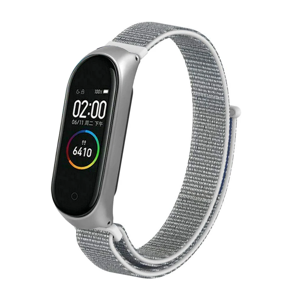Белый Смарт-браслет на запястье, ремешок для часов Xiaomi mi 3 4 mi Band 4 3, нейлоновый браслет, ремешок из нержавеющей стали - Цвет: Белый