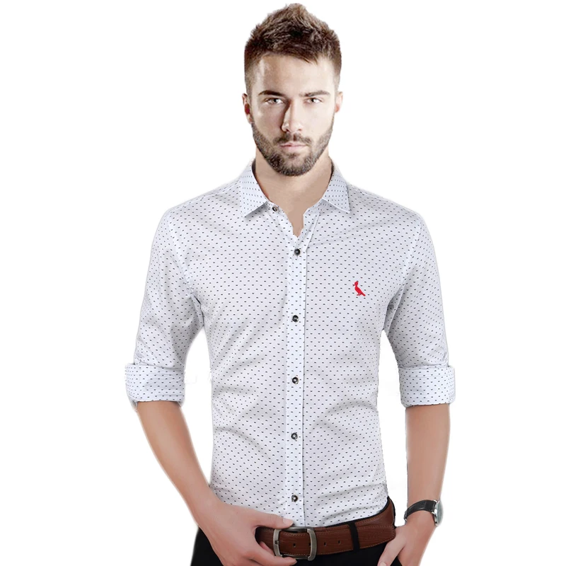 2021 Reserved Aramy Embroidery bird Floral Men's Shirt Long Sleeve Business Formal Dress Casual Shirts Streetwear Social shirt