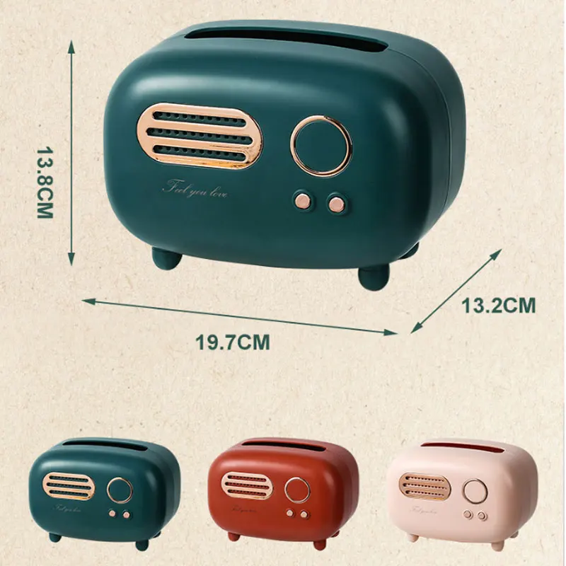 

Retro Radio Model Tissue Box Desktop Paper Holder Vintage Dispenser Storage Napkin Case Organizer Ornament Craft