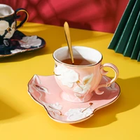 luxury ceramics coffee cup and saucer set modern design art fashion print coffee cups high quality platillo de taza mugs bc50bd