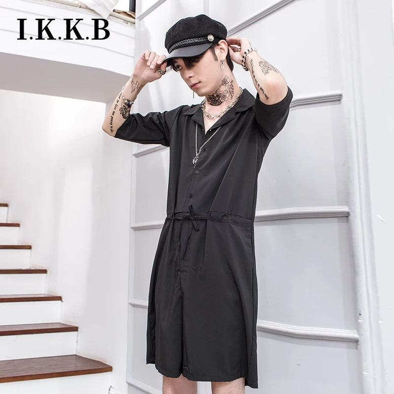 Japanese retro overalls Jumpsuit Summer Men's loose short-sleeved onesie Korean version of the trend one-piece shorts | Мужская