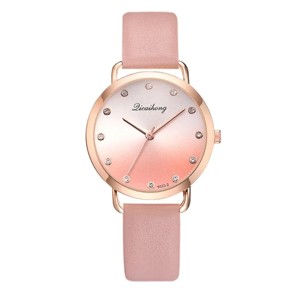 Топ бренд женские часы модные градиентные циферблат кожаный ремешок Reloj Mujer