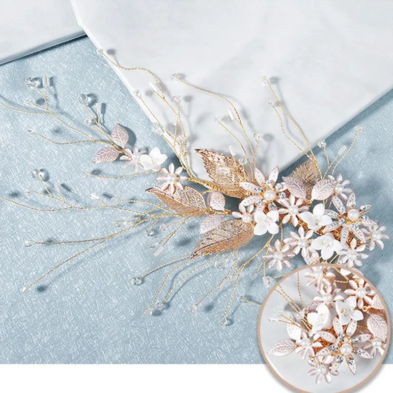 Нежный цветок FORSEVEN лист блестящие кристаллы фотоювелирные изделия 2020 Свадебная