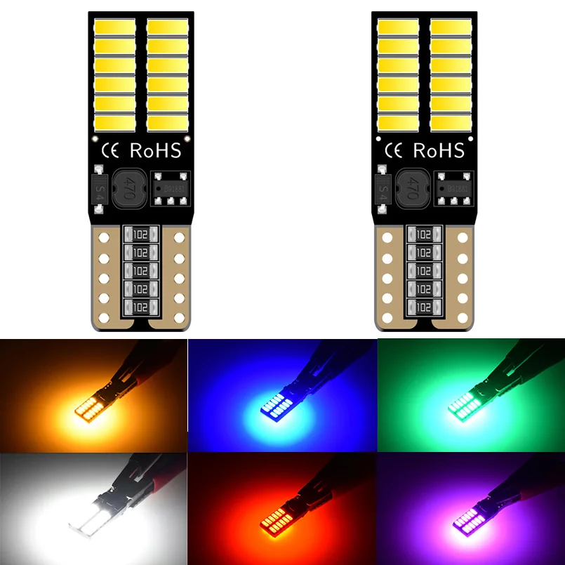 

Katur 2pcs T10 W5W LED CanBus bulbs 194 168 Error Free Super Bright 4014SMD LED car Signal Lights interior Dome Reading Lamps