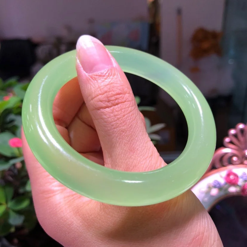 

Genuine Natural Ice Green Jade Bracelet Bangles Hand-carved Round Bar Bracelet Jewelry Lucky Amulet Gifts For Women And Men