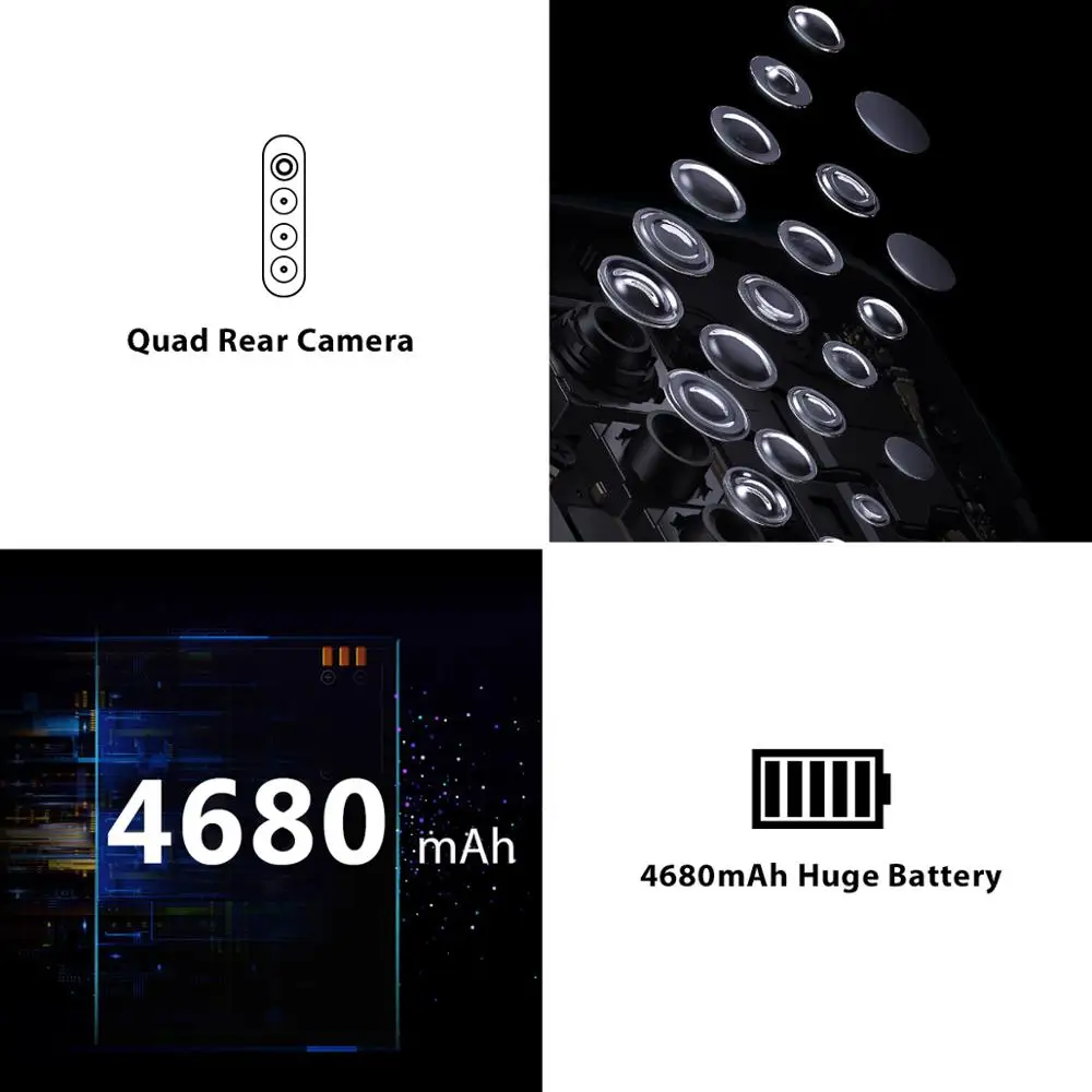 global version blackview a80 pro quad rear camera octa core 4gb64gb android mobile phone waterdrop 4680mah 4g smartphone free global shipping