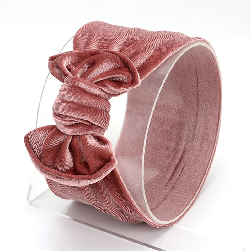 Leather pink Детская повязка на голову; бархатные повязки на голову для девочек; зимние детские аксессуары для волос; детский бант для волос; тюрбан; Детская повязка на голову для малышей; широкая повязка на голову - Цвет: Leather pink