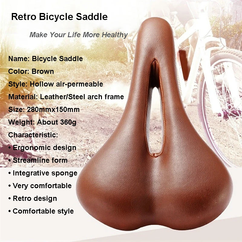 Ретро велосипедное седло полое из искусственной кожи винтажное сидение Custion