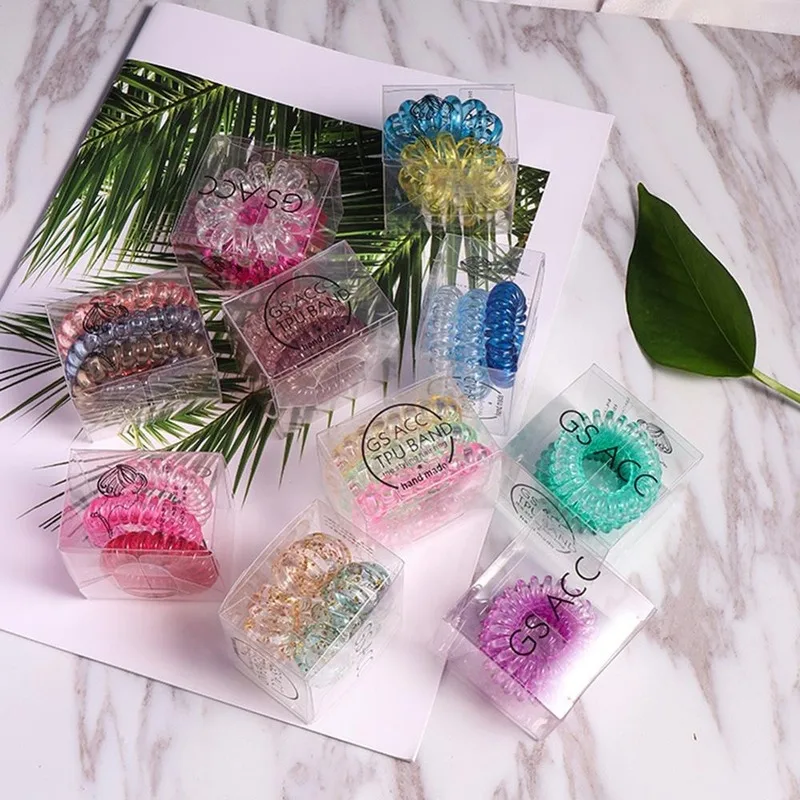 1 SET Colorful Hair Bands Plastic Ties Scrunchies Ring Girl Accessoires Ponytail Holder Headbands for Girls | Аксессуары для