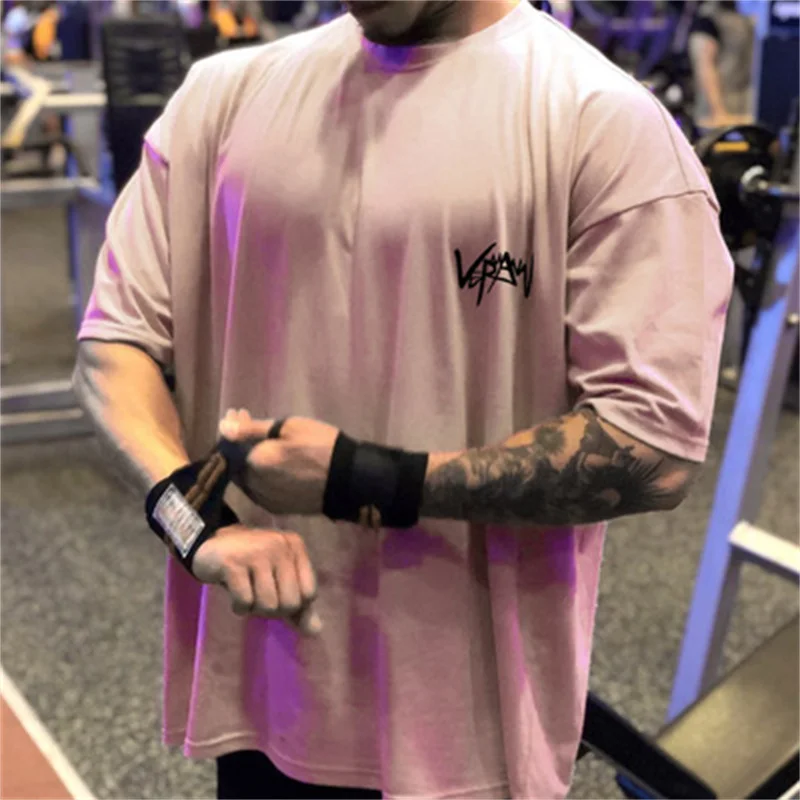

Fitness Shirt Sport T Shirt Men Short Sleeve large-scale cotton Shirt Men Workout Training Tees Fitness Top Sports T shirt Male
