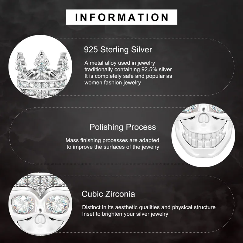 Подвеска в виде черепа с серебряной короной ювелирные изделия серебряным