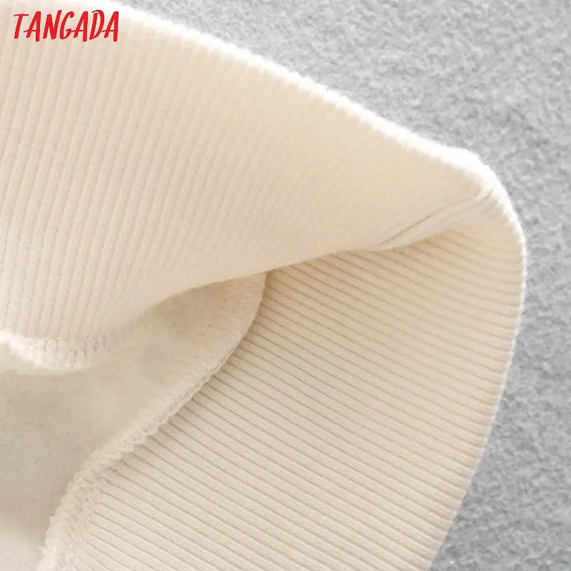 Tangada для женщин мультфильм печати белые кофты оверсайз с длинным рукавом свободный капюшон пуловеры повседневные женские топы CE110
