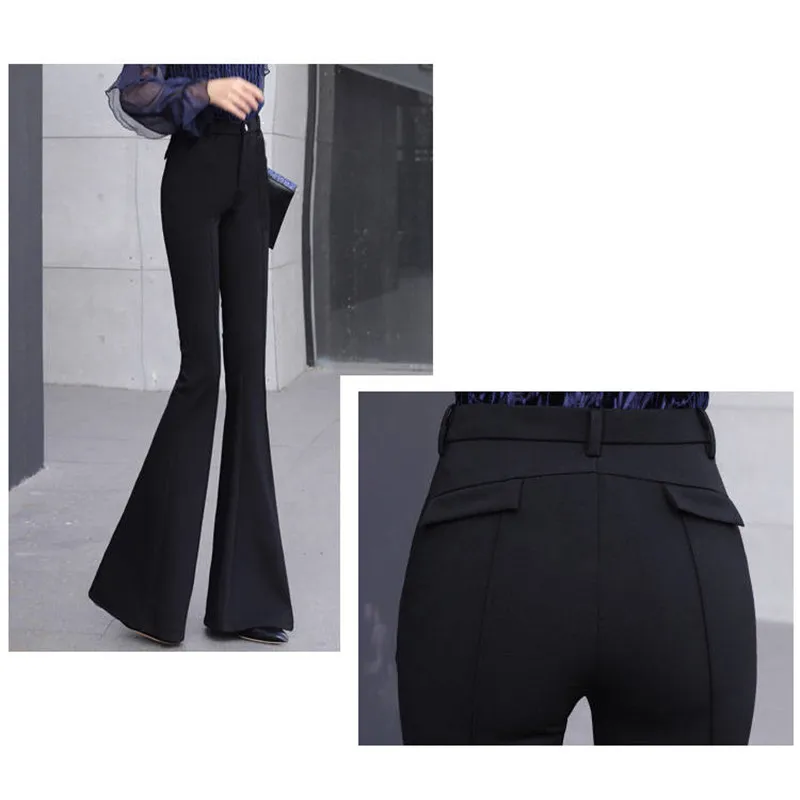 Мама повседневные Черные длинные широкие брюки женские весенние с высокой