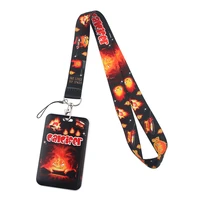 fd0607 anime flame demon lanyards for key neck strap for card badge gym key chain lanyard key holder diy hang rope keychain