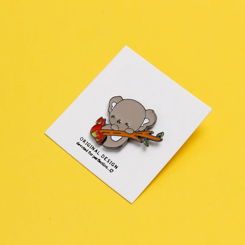 Женская эмалированная брошь в форме коалы металлическая для рюкзака сумки или