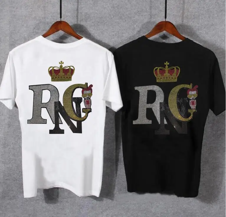 

2022 Стразы, двухсторонние Детские хлопковые футболки в стиле хип-хоп