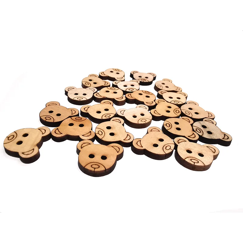 20 шт. 15*18 мм Медведь деревянные пуговицы для шитья шов Скрапбукинг аксессуары