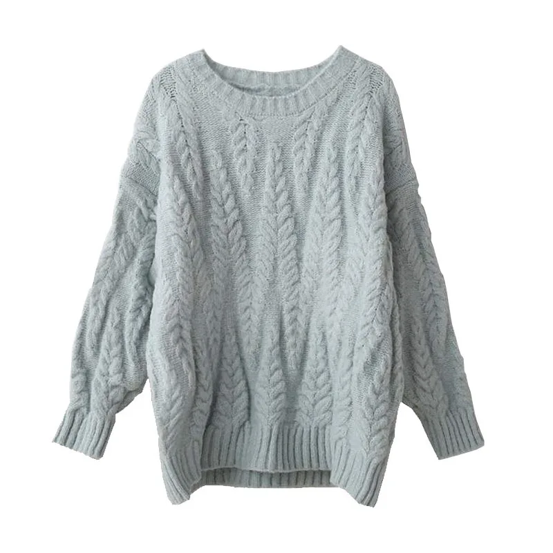 

Korean Style Women's Autumn Winter Thick Sweaters Solid Long Sleeve Ladies Jumper Round Neck Casual Knitted Tops for Female