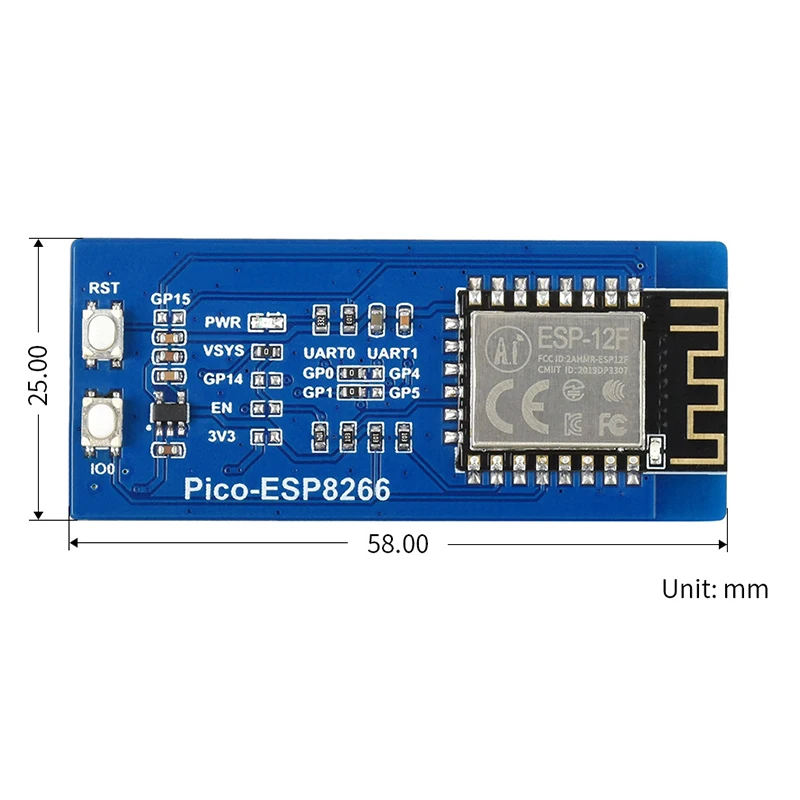 Модуль Wi-Fi для Raspberry Pi Pico IEEE 802.11b/g/n модуль расширения на основе ESP8266 поддержка