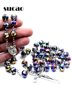 healing rosarios catolicos cross necklace men and women crystal ankh stone catholic virgin holy land holy baby necklaces gift