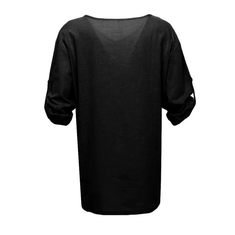 

Summer Men's Cotton Top Tees Fashion Solid Color T-Shirt Casual Loose Short Sleeve Solid Color Buttons Tee Shirt