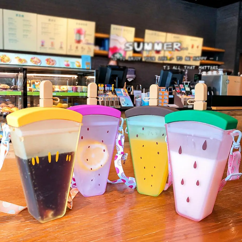 

Strap Design Wear-resistant Cute Watermelon Plastic Water Bottles for Picnic