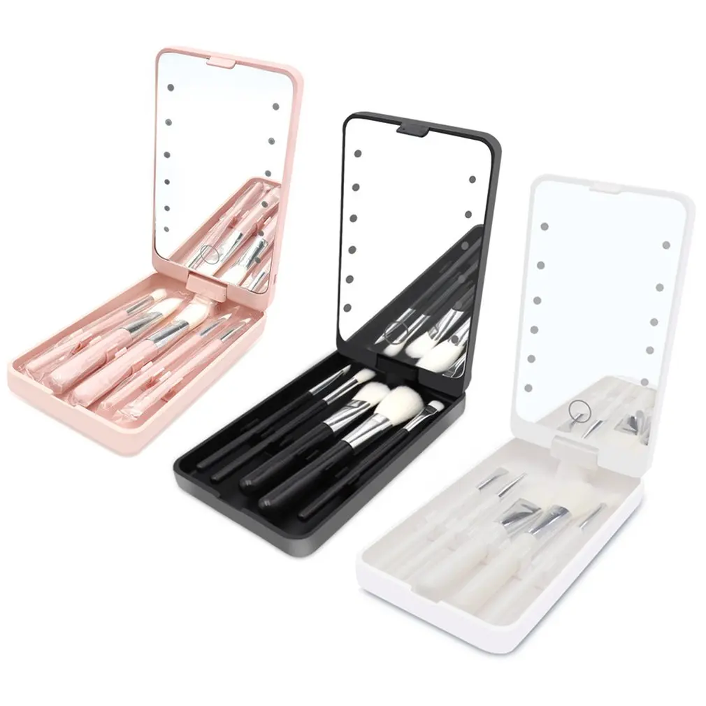 

* Красивое зеркало для макияжа со светодиодной подсветкой, портативный складной набор зеркал для макияжа с ящиком для хранения, зеркало для ...