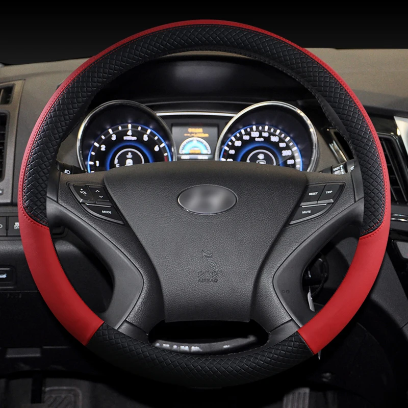 Leather Car Steering Wheel Cover for Hyundai Solaris Accent Veloster I30 I20 I10 Kona Auto Accessories Interior details