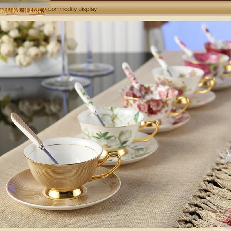 Европейская благородная Золотая костяная фарфоровая кофейная чашка с блюдцем