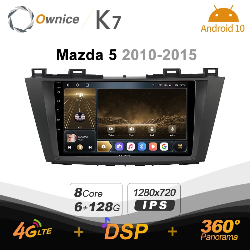 

Автомагнитола K7 Ownice 6G + 128G Android 10,0 для Mazda 5 2010 - 2015 мультимедийный DVD-плеер 4G LTE GPS Navi 360 BT 5,0 Carplay