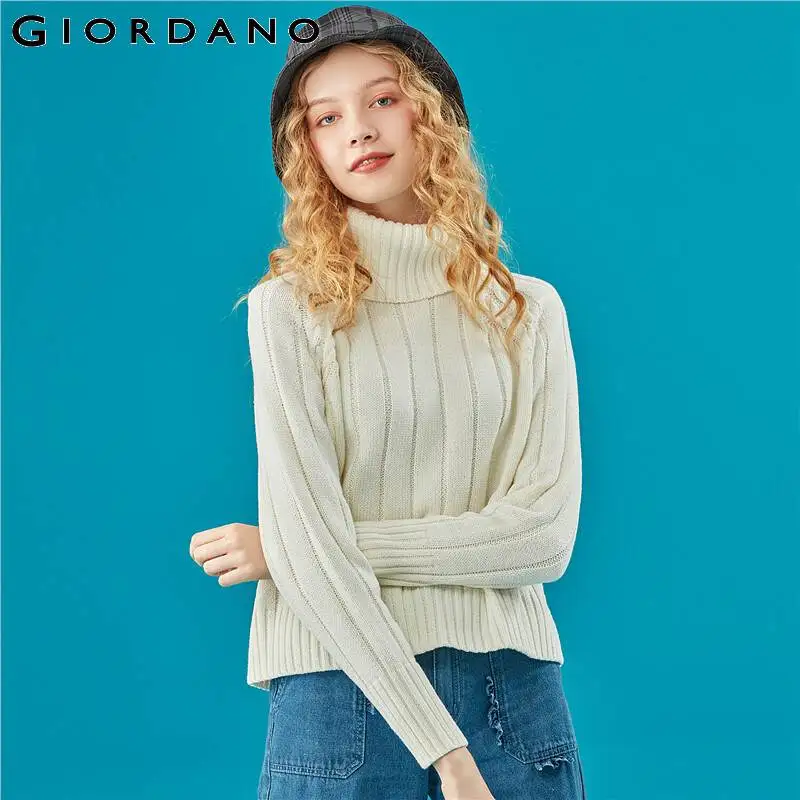 Giordano женская вязанная кофта с высоким воротом и длинными рукавами выполнена в