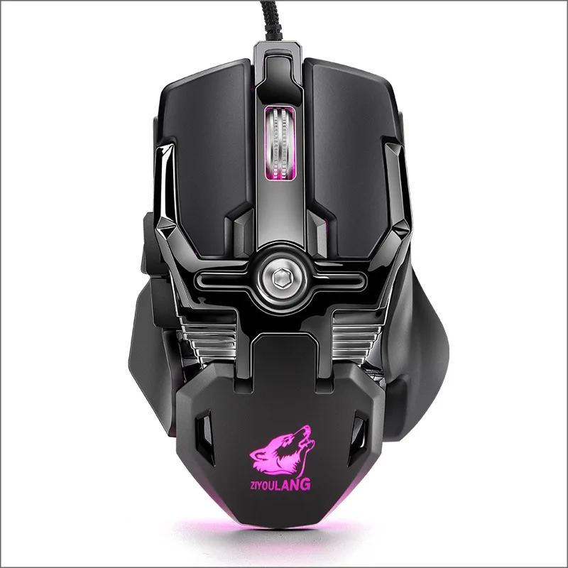 BLACK 6400 dpi профессиональная компьютерная игровая мышь dpi Регулируемая Rgb подсветка 8 кнопок Проводная Механическая компьютерная электронная Спортивная мышь для ноутбука - Цвет: BLACK