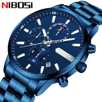 2021 fashion nibosi watch for men top brand luxury sports chronograph waterproof blue mens quartz watches relogio masculino