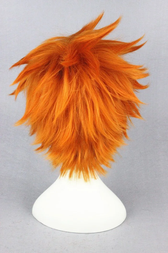 Haikyuu!! Hinata Syouyou Cosplay Wig Short Orange Fluffy Layered Cosplay Wigs Heat Resistant Synthetic Hair Anime Wig + Wig Cap