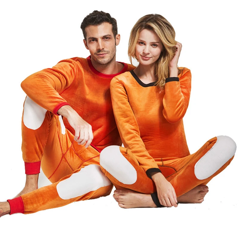 2022 New Arrival Winter Skiing Thermal Underwear For Men Woman Plus Velvet Clothing Pajamas Two Piece Set