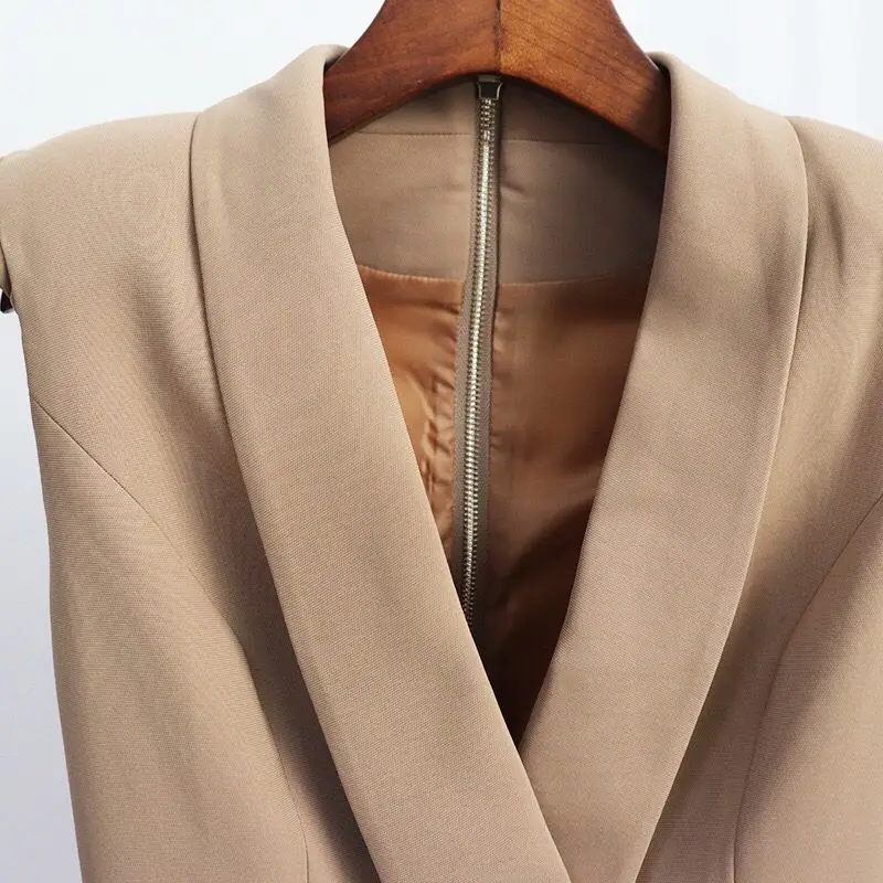 Блейзер Женский двубортный пыльно-розовый с воротником-шалькой на пуговицах со