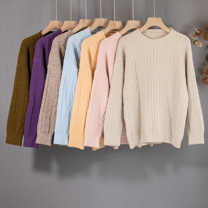 

Повседневный пуловер Julypalette с круглым вырезом, свитер, Осень-зима 2021, Теплый Женский вязаный свитер с длинным рукавом, корейский женский вяз...