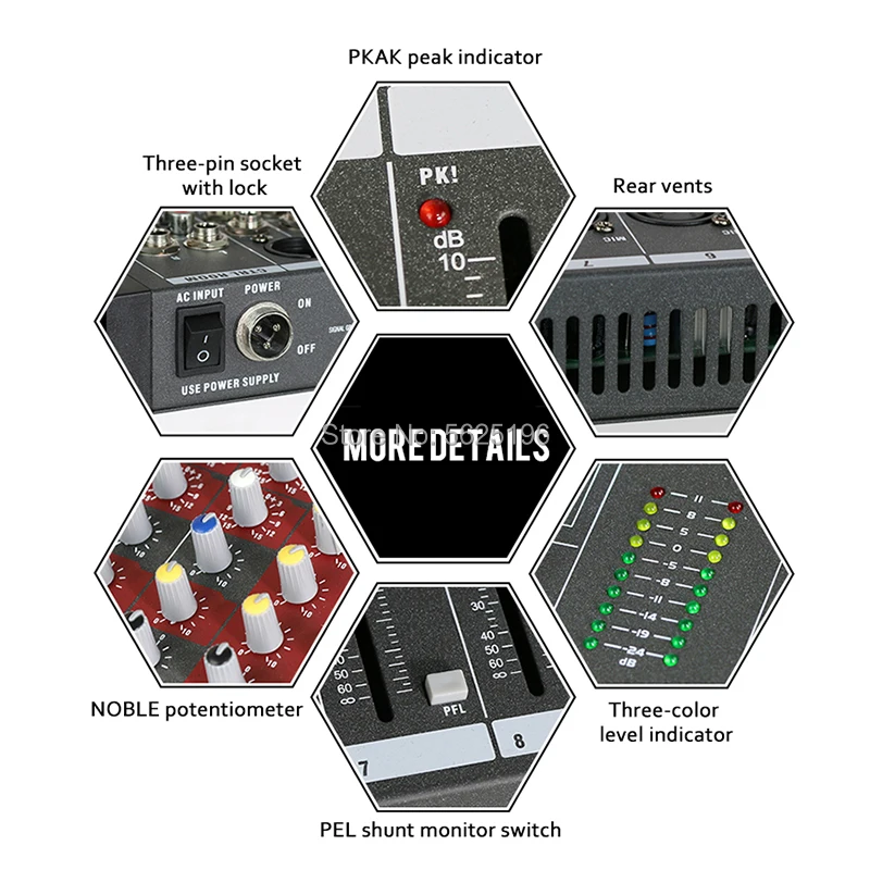 

Professional 8 channel audio DJ mixer with Bluetooth sound mixer audio karaoke phantom power 48V USB jack