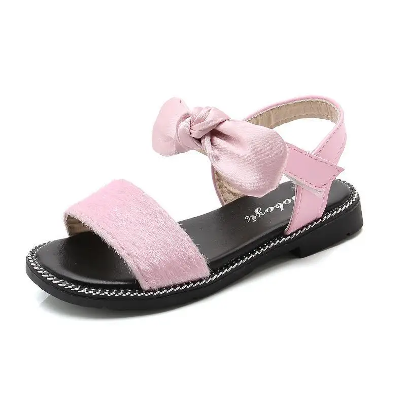 2020 New Girls Sandals Summer Kids Shoes Non-slip Baby Toddler Children Beach Party Black Leopard Bow Princess |