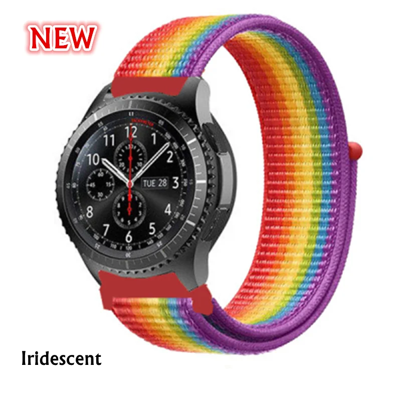 Rainbow Нейлон pulseira для samsung galaxy watch 46 мм 42 мм gear S3 22 мм 20 мм Frontier классический активный ремешок huami amazfit bip huawei gt 2 - Цвет ремешка: Rainbow