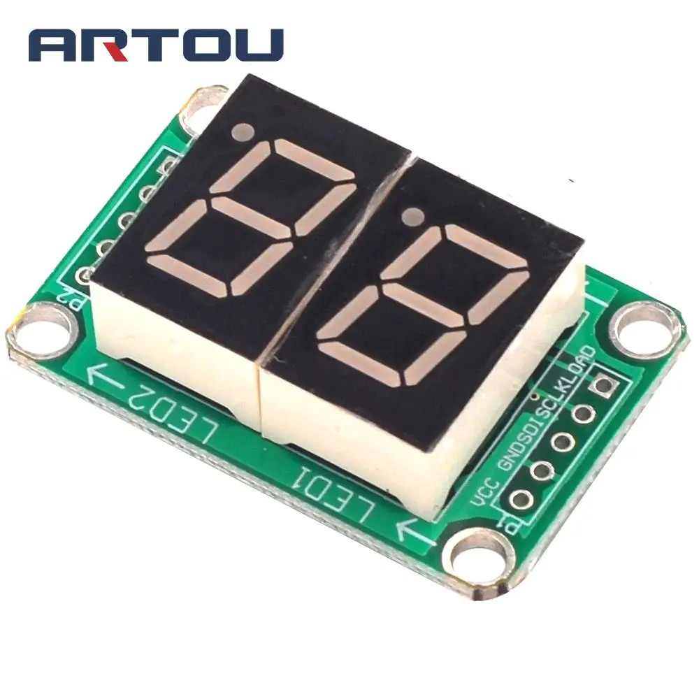 74HC595 Static Driving a 2 Segment Digital Display Module Seamless Can Series 0.5-inch 2-bright Red | Integrated Circuits