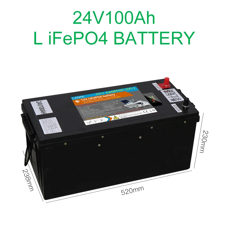 

24v100ahlifepo4 для RV-лодки, фотоосвещение, кемпинг, Мобильная мощность, бытовая техника, электрический велосипед, газонокосилка