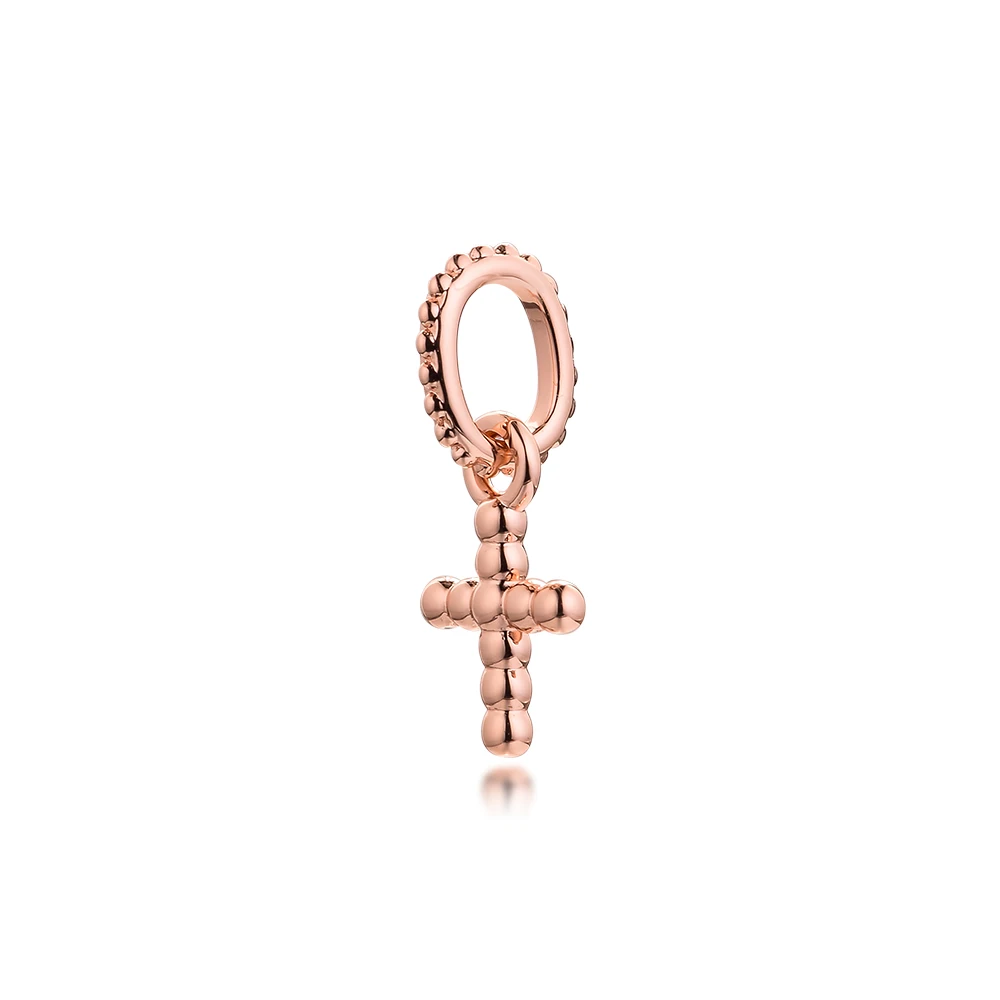 

DIY Fits for Pandora Charms Bracelets Rose Beaded Cross Beads 100% 925 Sterling-Silver-Jewelry Free Shipping