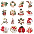 Брошь с эмалью, в виде машины, Санта Клауса, стразы, ювелирные изделия для рождественской вечеринки, 2021