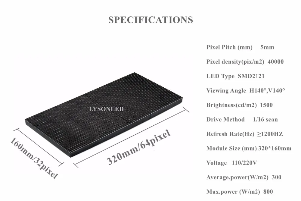 LYSON светодиодный видео Дисплей P5 Крытый SMD2121 полный Цвет модуль 1/16 сканирования