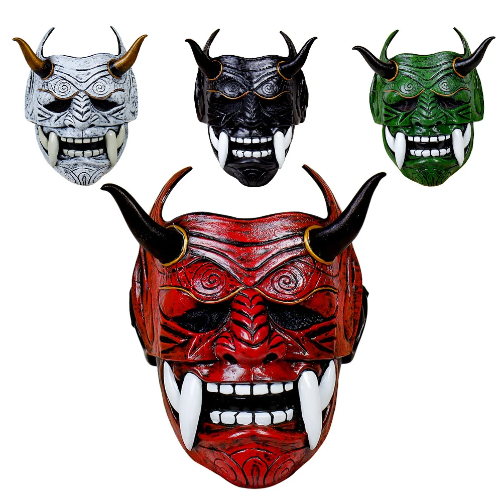 

Samurai Mask Japanese Cosplay Masks Scary Latex Mascarillas Horror Anime Face Masques Halloween Costumes Props Carnival Mascaras