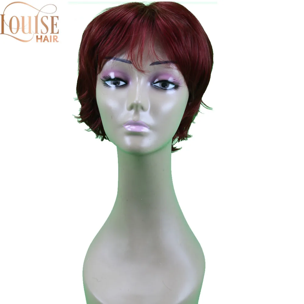 Короткие бордовые парики Louise вьющиеся синтетические волосы женские красные с