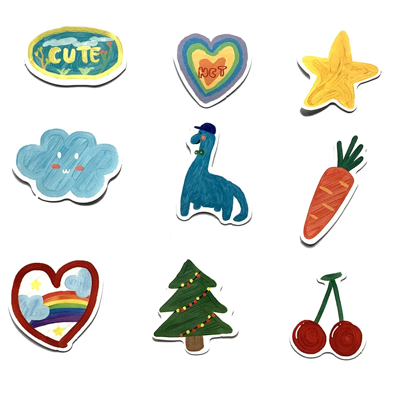 

2 style Oil painting series fruit desserts cartoon waterproof PVC Stickers For Suitcase Skateboard Laptop Luggage Fridge Phone